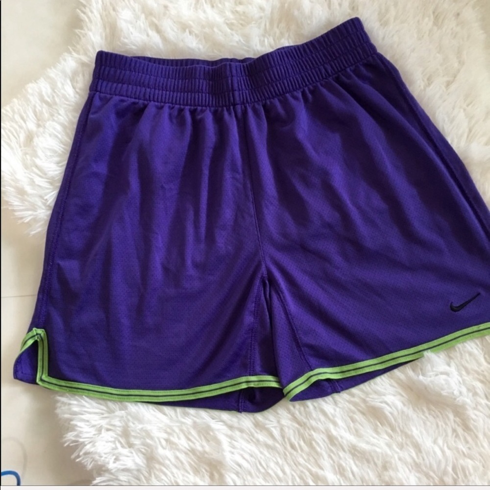 NIKE Dri fit purple lime green shorts